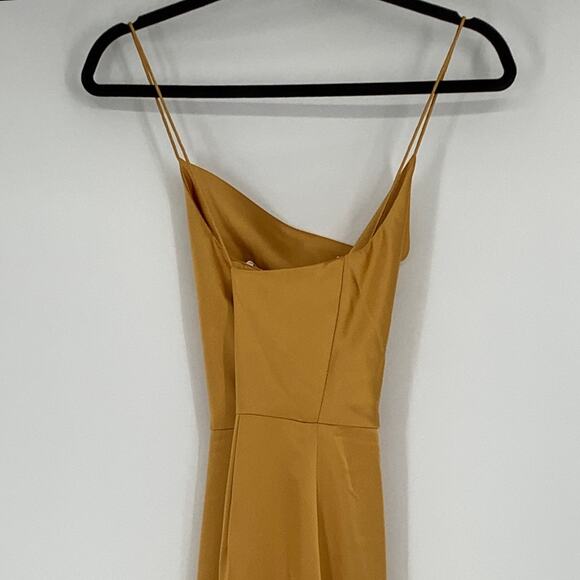 NEW! Dessy Collection Size 0 Lux Charmeuse Slip Dress NYC Yellow $231 msrp J1-2 - Picture 9 of 10